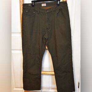 Fleece Lined Pants Weatherproof Vintage Olive Green Mens 32x28